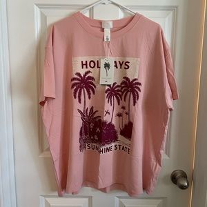 H&M Holidays T-Shirt. Pink/Garnet, Size XL. New With Tags!